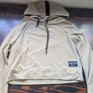 Flag Nor Fail Cropped Hoodie (Beige, Size L)